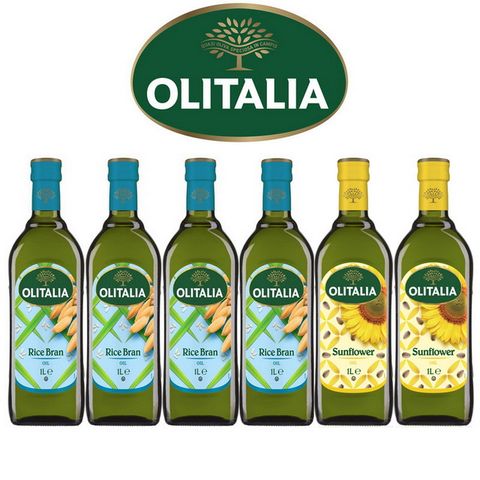 Olitalia奧利塔超值(玄米油x4瓶+葵花油x2瓶)禮盒組(1000mlx6瓶)