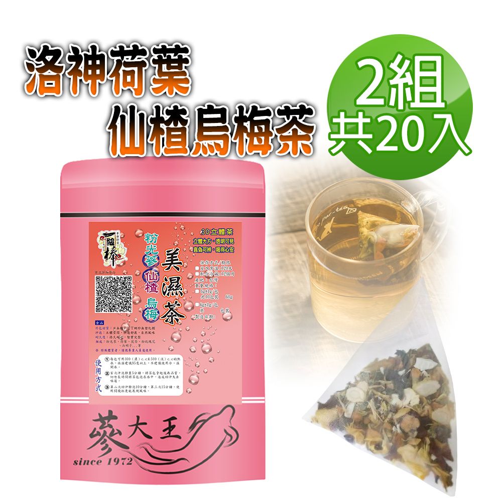  【蔘大王】洛神荷葉仙楂烏梅茶包X2組6gX10入/組特加花旗蔘打底 原來打擊油膩 可以很正面