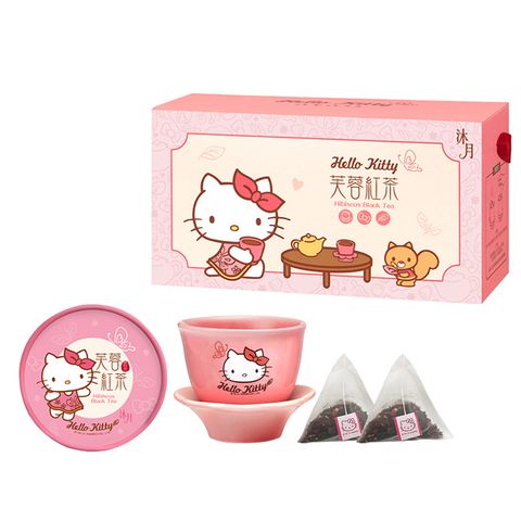 分享 Hello kitty 芙蓉紅茶附杯盤禮盒(茶包*6入)(外盒附緞帶提把)二盒組