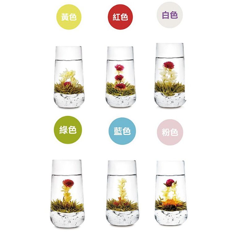 Wu Tsang 無藏茗茶 【無藏】開花茶  10顆綜合花型X1鐵罐裝+耐熱玻璃茶壺禮盒組