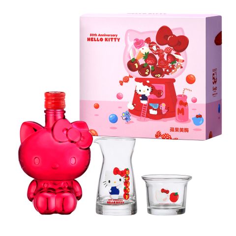 HELLO KITTY 蘋果美酶(蘋果發酵液含酵素)50周年禮盒1入(附玻璃杯組一組)