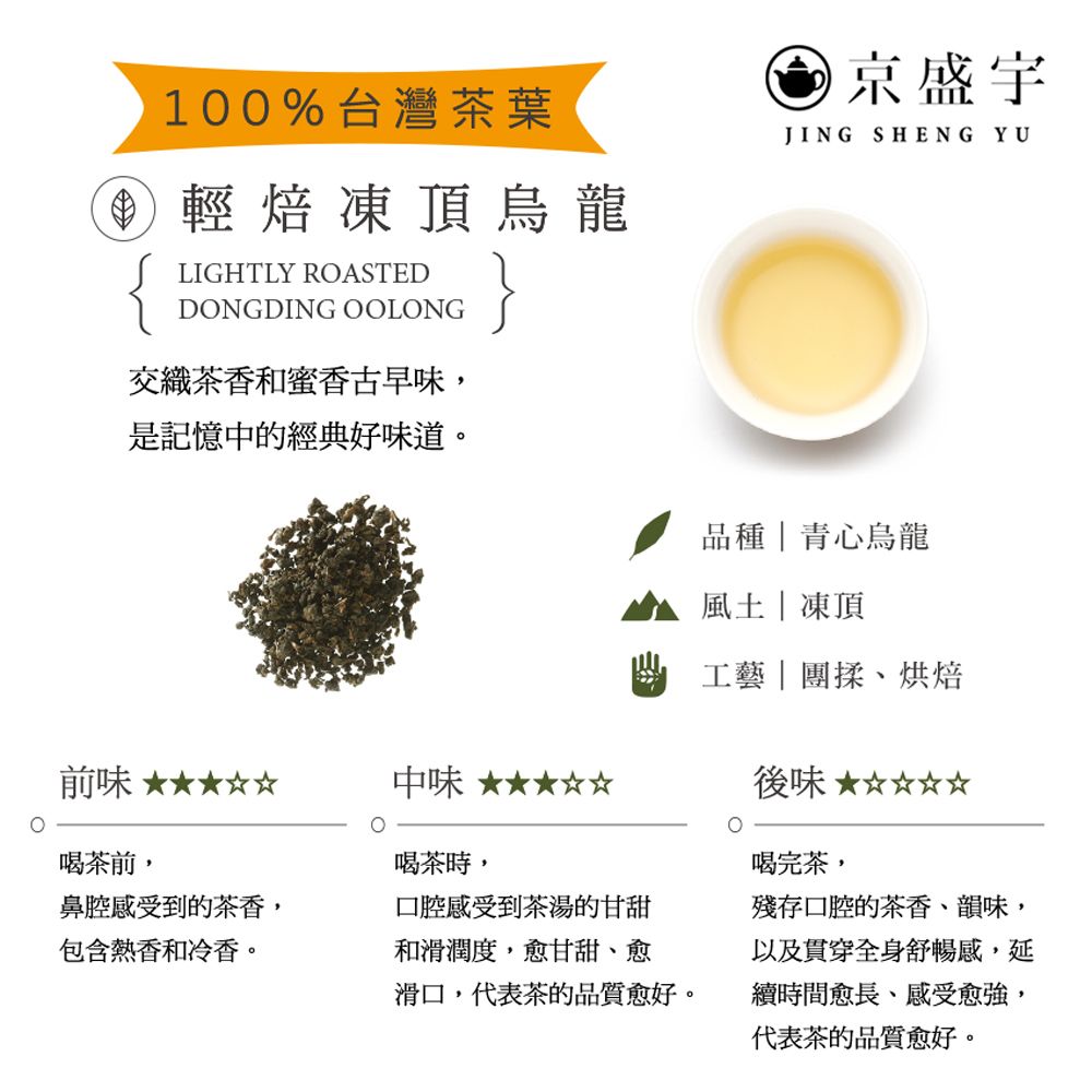 京盛宇 輕焙凍頂烏龍 2.5g x15入原葉茶包x3袋(烏龍茶/100%台灣茶葉)