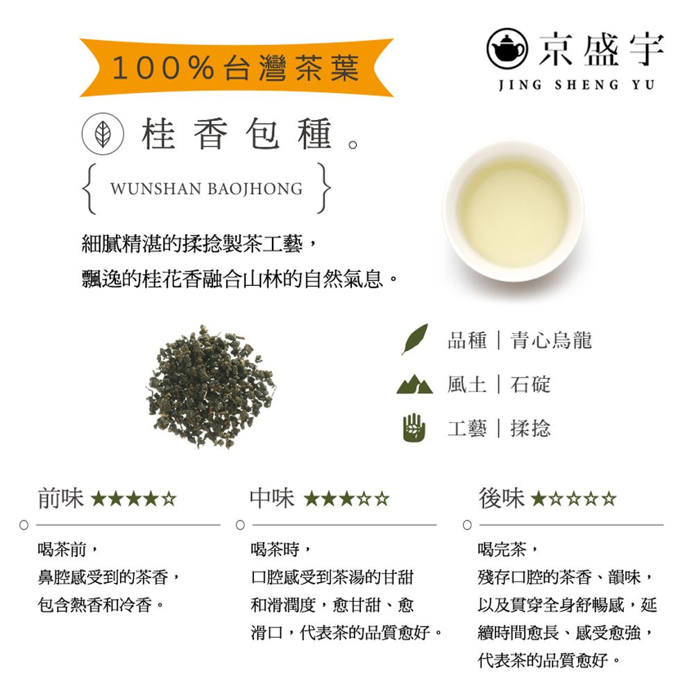 京盛宇 桂香包種-50g罐裝茶葉(包種茶/100%台灣茶葉)