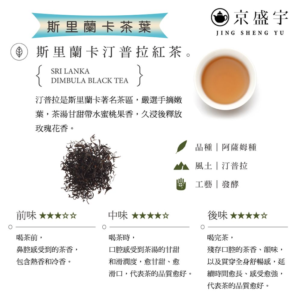 京盛宇 斯里蘭卡汀普拉紅茶 2.5g x15入原葉茶包(紅茶/斯里蘭卡茶葉)