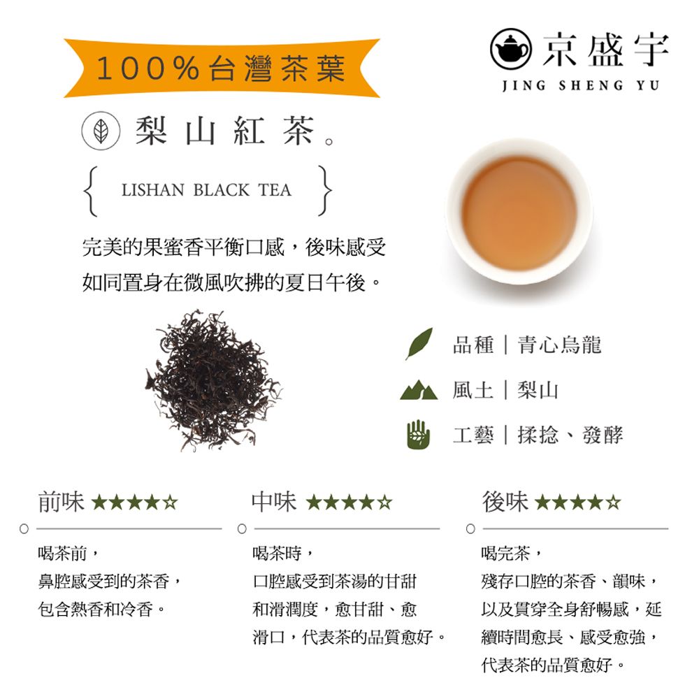 京盛宇 梨山紅茶 2.5g x15入原葉茶包(紅茶/100%台灣茶葉)