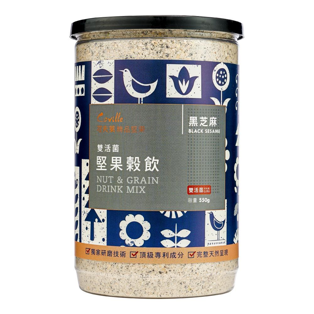 可夫萊精品堅果 雙活菌堅果穀飲(黑芝麻)550g/罐| 3入組