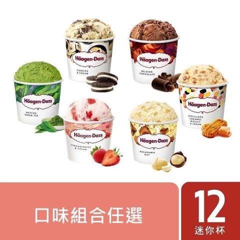 【哈根達斯-冷凍宅配】迷你杯100ml 12入組(綜合賣