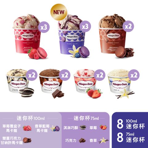 Haagen-Dazs 哈根達斯 【冷凍宅配】馬卡龍派對迷你杯16入組(即期良品/官方旗艦直送)