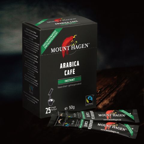 【Mount Hagen】德國進口 公平貿易低咖啡因即溶咖啡粉(2g x 25)