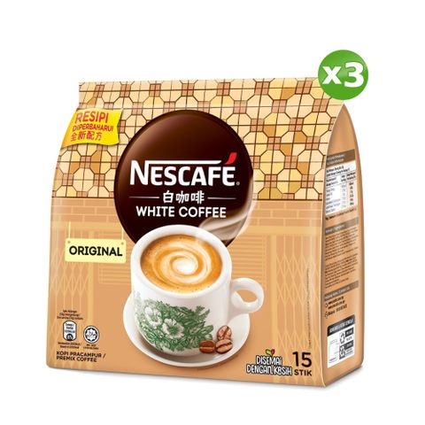 Nestle 雀巢 白咖啡-原味減糖配方(15x33g)x3袋