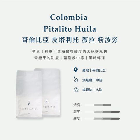 《新篇章咖啡》咖啡豆｜新鮮現烘 哥倫比亞 皮塔利托 薇拉 粉波旁 (225g x2包)