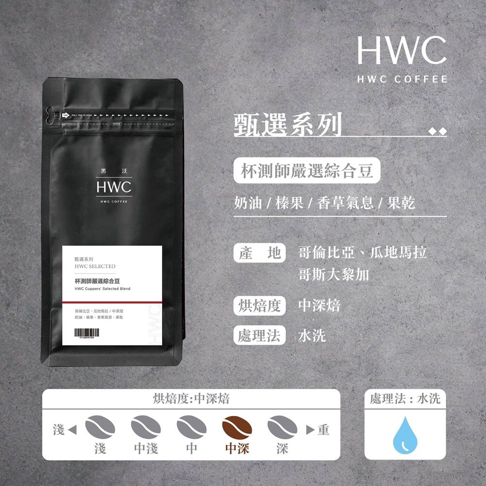 HWC 黑沃咖啡 杯測師嚴選綜合豆-咖啡豆-一磅454g(甄選系列)