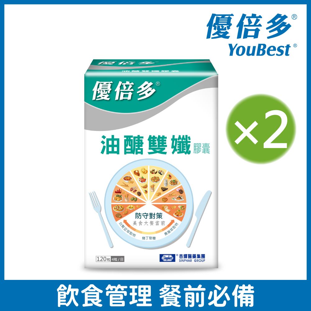 杏輝醫藥 優倍多YouBest  油醣雙孅膠囊 (120粒/盒)X2