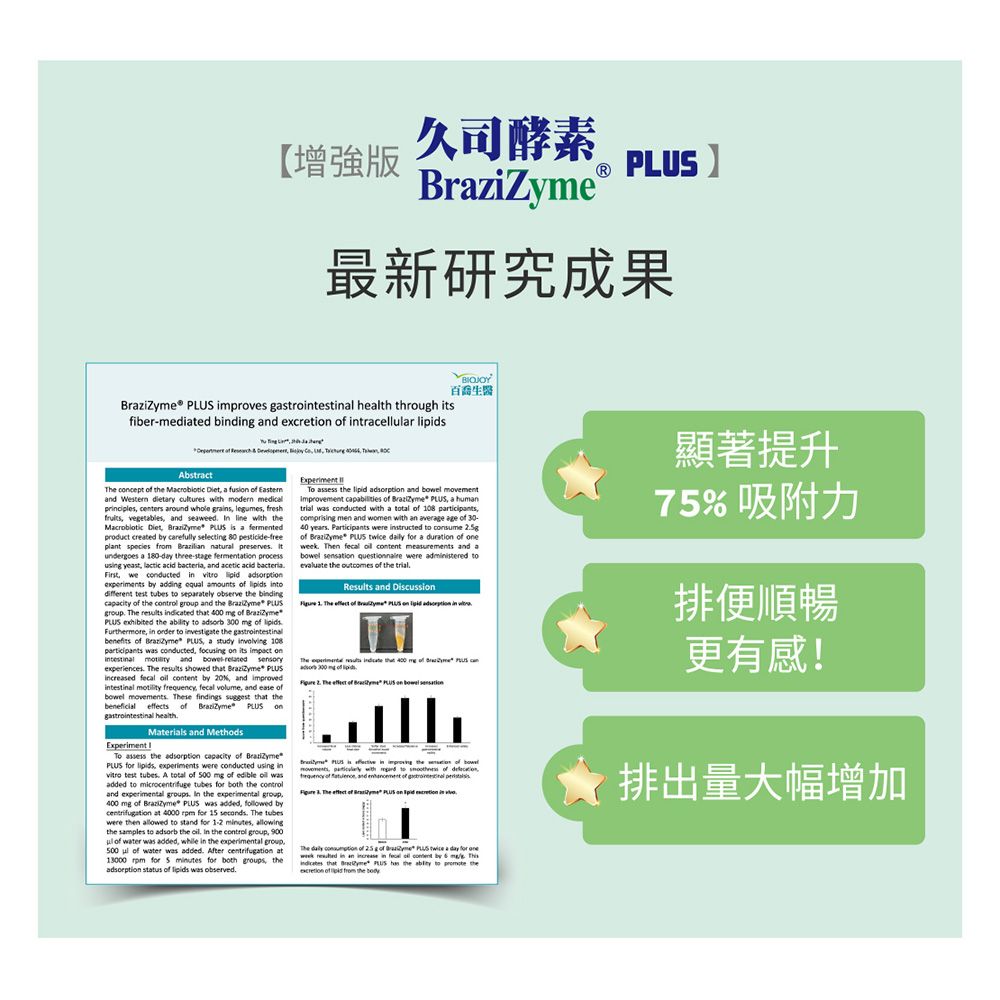 BioJOY 倍乘營養專家 然然孅_增強版久司巴西酵素PLUS_獨家順暢倍乘配方(15包/盒)《百喬生醫》