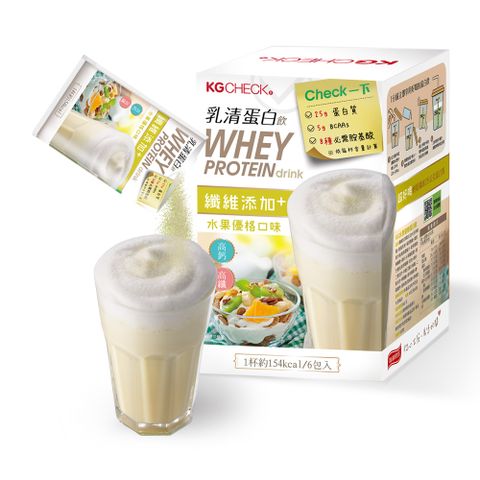 ★25g蛋白質【聯華食品 KGCHECK】蛋白飲-水果優格口味(43gx6包)