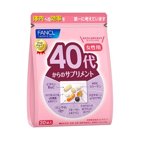 FANCL 芳珂 【日本  】40歲以上女性專用綜合營養補給品含Q10/礦物質/乳酸菌/維生素30日份(30包/袋入)X1