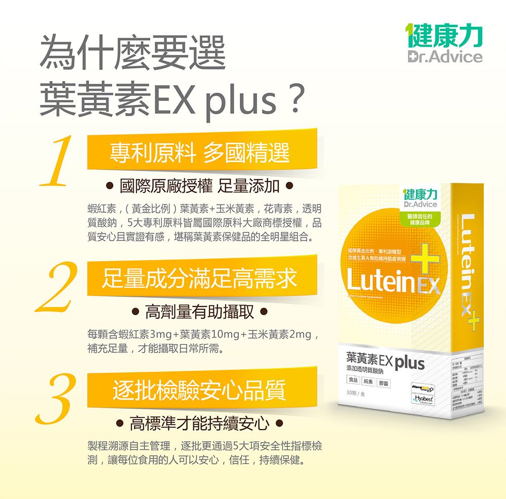 Dr.Advice 健康力 葉黃素(金盞花萃取物)EX PLUS膠囊30入/盒