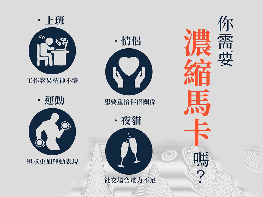 上班情侶工作容易精神不濟運動想要重拾伴侶關係·夜貓追求更加運動表現社交場合電力不足