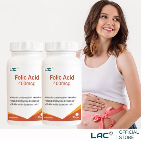 【LAC利維喜】2入組 葉酸400食品100錠