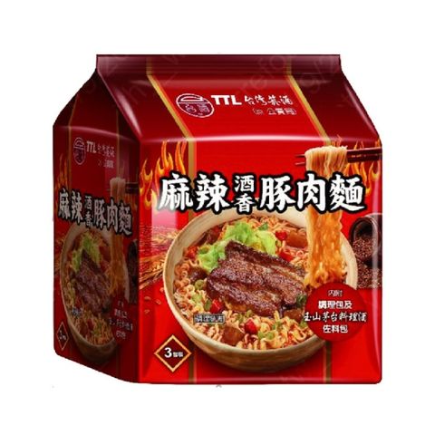 台酒TTL 麻辣酒香豚肉麵(200gx3包/袋)