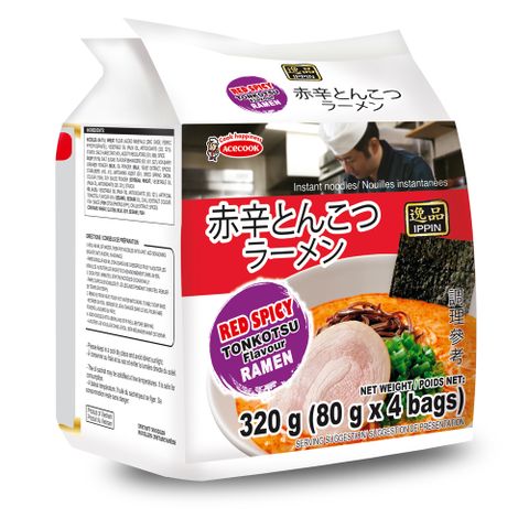 ACECOOK 辛辣豚骨風味袋麵4入(320g)