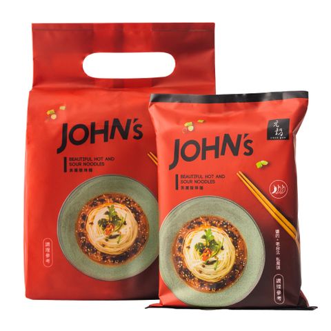 JOHNs 元鍋 美麗酸辣麵(186g*4入/袋) (酸辣拌麵/家常拌麵/乾拌麵)