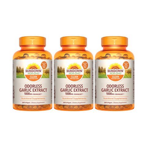 Sundown日落恩賜 無味冷壓大蒜精軟膠囊(250粒x3瓶)組