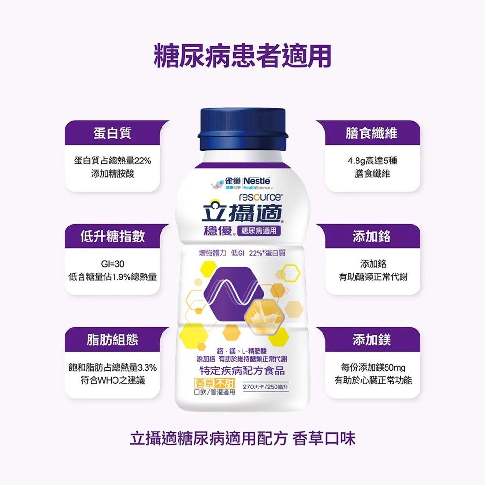 雀巢健康科學 立攝適穩優糖尿病適用配方香草口味(250mlx24罐/箱)