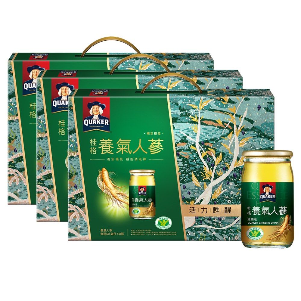 Quaker 桂格 養氣人蔘禮盒(60mlx8入x3盒)