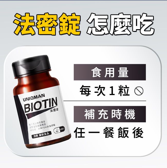 怎麼UNIQMANBIOTIN密FDA安全設法密狀食品 A食用量每次1粒補充時機任一餐飯後