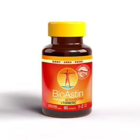 【BioAstin】紅藻蝦紅素薑黃膠囊(60顆/瓶)