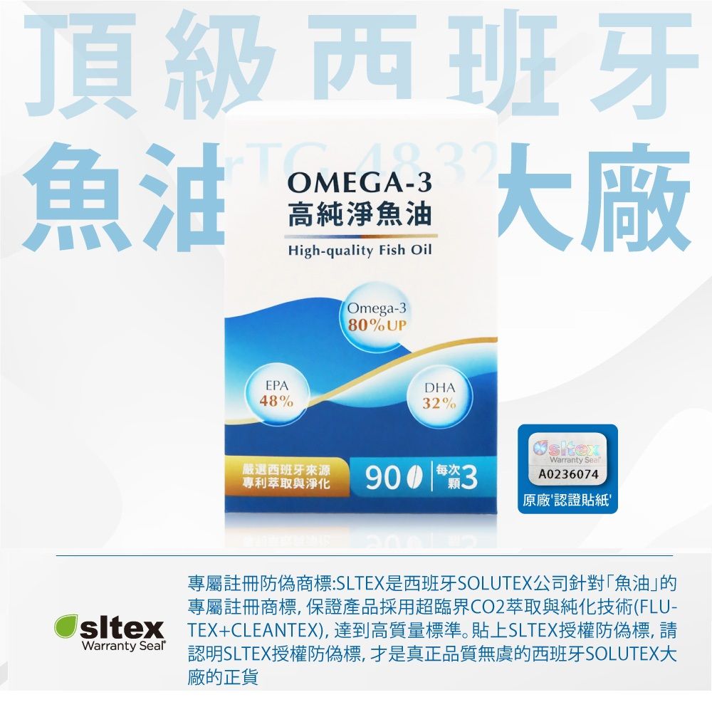 dolican 多立康  rTG48/32 Omega-3高純淨魚油90粒(Omega-3 80% /西班牙萃取/91項專利)