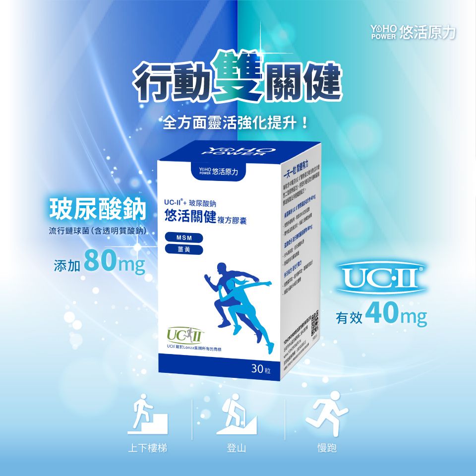 YohoPower 悠活原力 悠活關健複方膠囊UC-II+玻尿酸(30粒/盒)