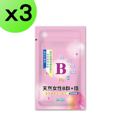 【3入組】女性群鐵 天然維生素群 西印度櫻桃維生素 天然酵母B群 鐵 vitamin b complex