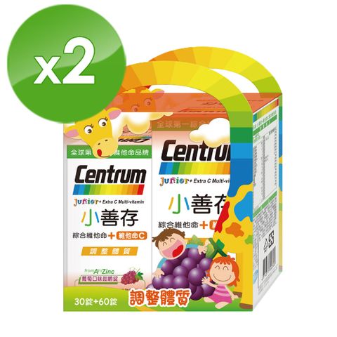 centrum 善存 【小善存+C】綜合維他命 葡萄口味甜嚼錠禮盒 90錠X2盒