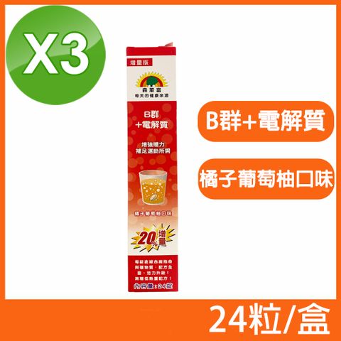 SUNLIFE 森萊富 德國原裝 維他命B+電解質發泡錠 橘子葡萄柚口味 24粒/盒 (3盒組)