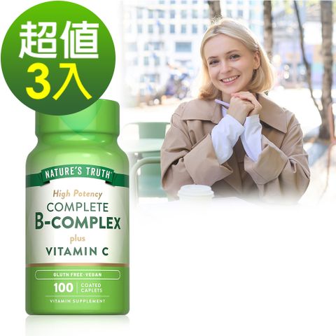 綠萃淨 綜合B群+C plus 鈣活力錠(100錠x3瓶)組