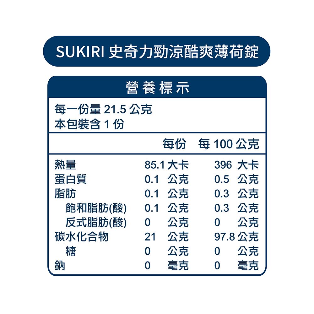 SUKIRI 史奇力 勁涼酷爽 薄荷錠_量販包x10包