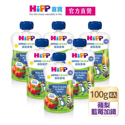 Hipp 喜寶 生機水果趣-蘋梨藍莓加鐵(100gx6入)