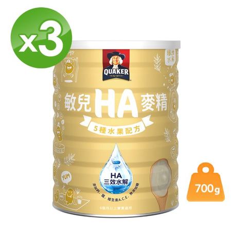 Quaker 桂格 敏兒HA麥精五種水果配方(700g x3罐)