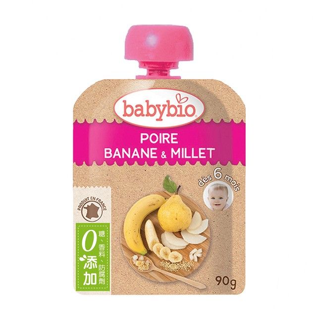 Babybio 【法國】生機洋梨小米纖果泥90g《 專業嬰幼兒副食品》