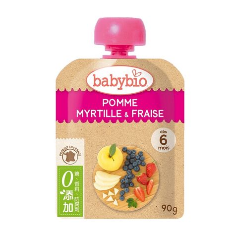 【法國Babybio】生機蘋果藍莓草莓纖果泥90g《 專業嬰幼兒副食品》