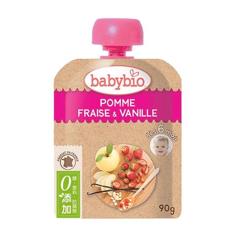 【法國Babybio】生機蘋果草莓纖果泥90g《專業嬰幼兒副食品》