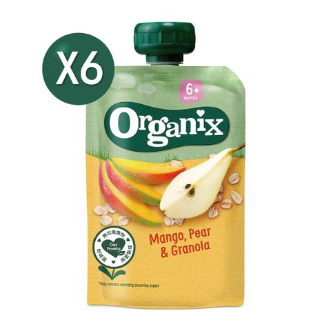 Organix 【英國 】燕麥纖泥-芒果洋梨100gX6《 專業嬰幼兒副食品》