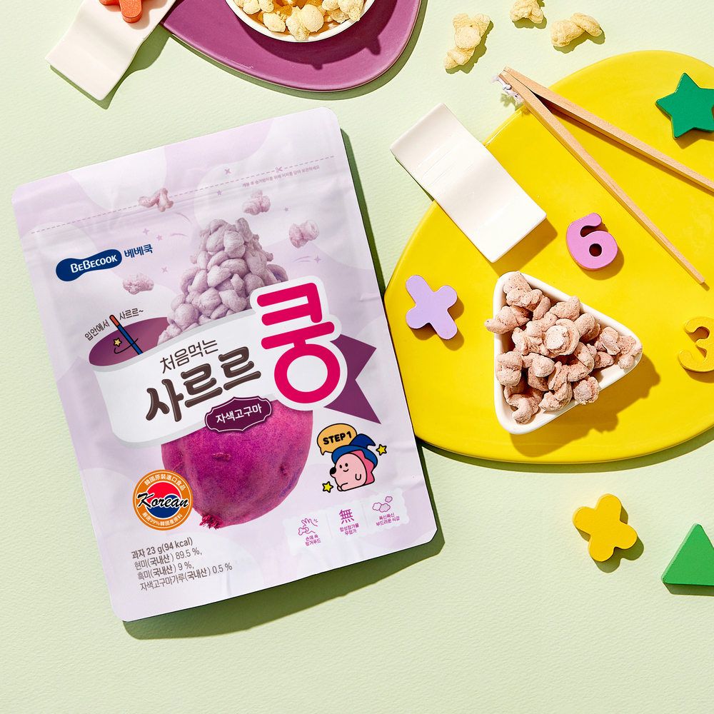 Bebecook 韓國寶膳 嬰幼兒初食米米泡芙 2入組 (原味糙米/紫番薯)