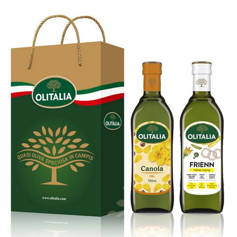 Olitalia奧利塔頂級芥花油+高溫專用葵花油禮盒組750mlx2瓶