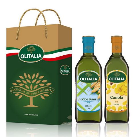 Olitalia奧利塔頂級芥花油+玄米油禮盒組750mlx2瓶