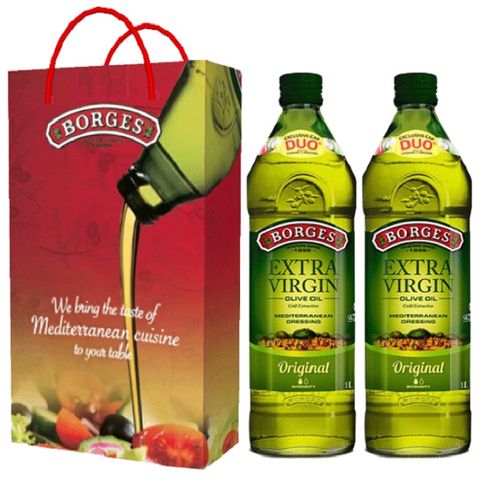 《西班牙BORGES》百格仕原味橄欖油1L(1000ml) 二入禮盒