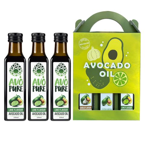 紐西蘭 AVOPURE特級初榨冷壓酪梨油-萊姆風味-250ml x 3瓶-禮盒組