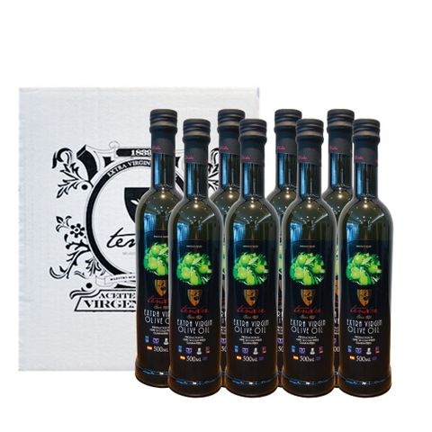 Tendre 添得瑞 【台灣總代理】添得瑞100%冷壓初榨頂級橄欖油Extra Virgin Olive Oil　500ml 8瓶 西班牙原裝進口